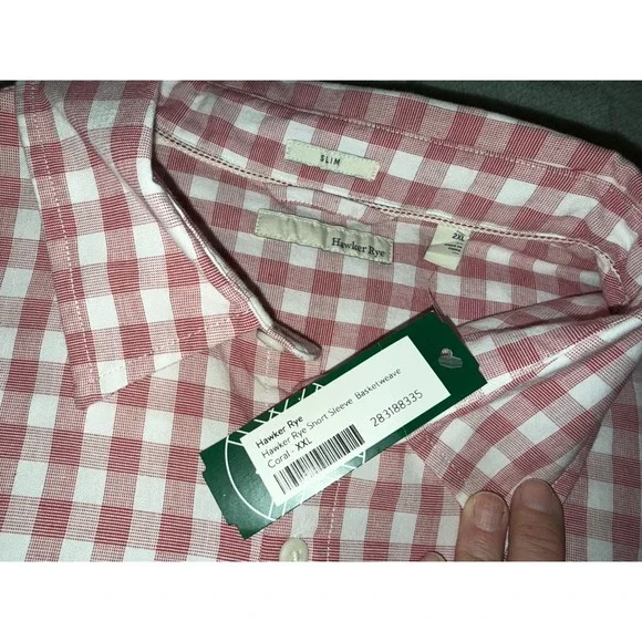 NWT Hawker Rye Short Sleeve Basketweave Slim Button Up Size 2XL - Picture 9 of 9